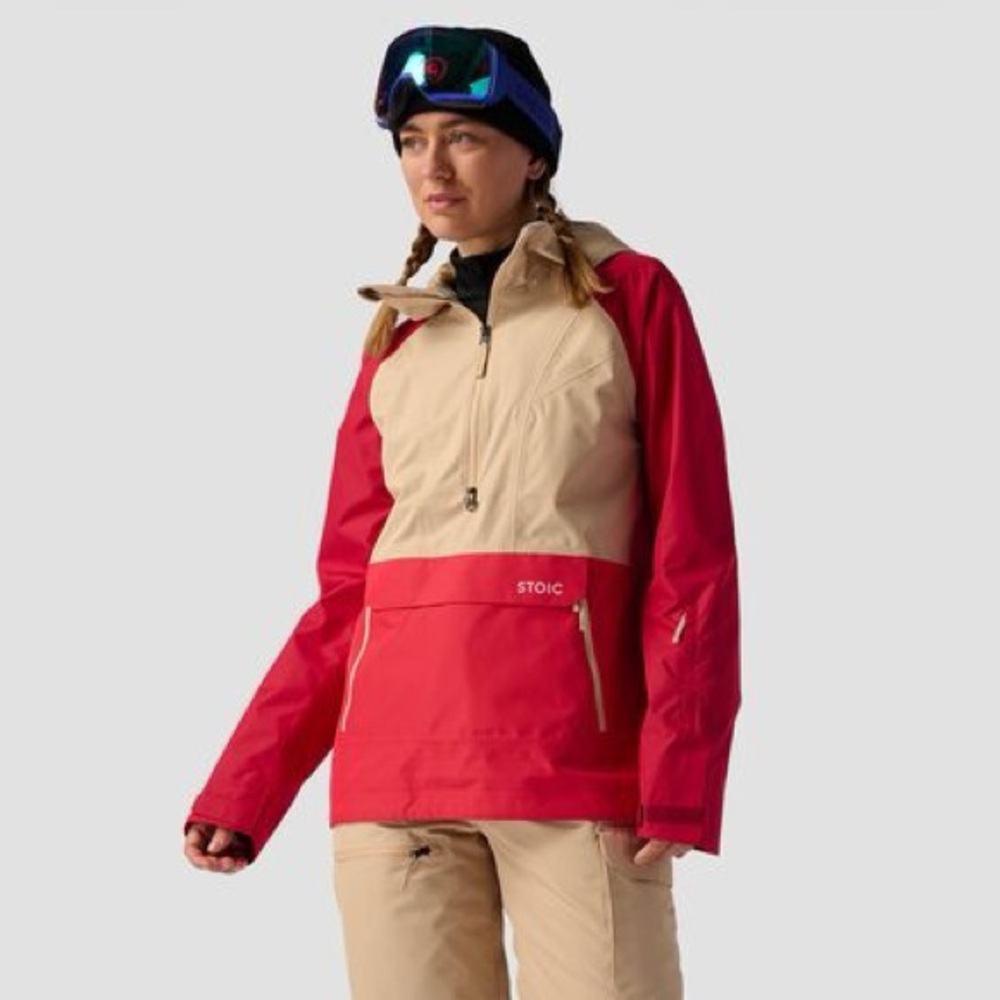 Stoic Shell Anorak - Women's. XS. Pebble/Lollipop/Jester Red.